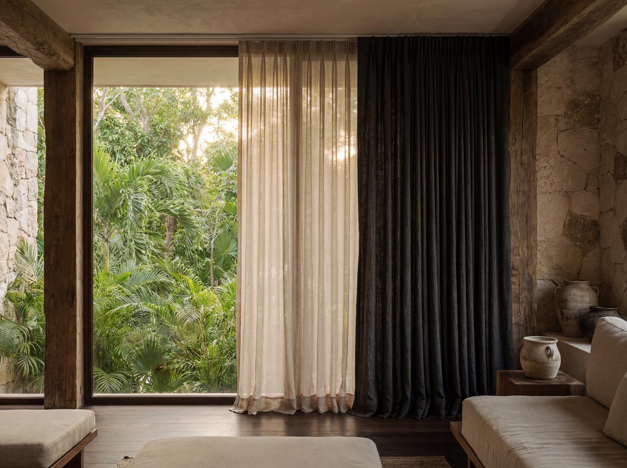 Doble Cortina Tulum Sheer y Blackout